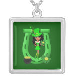 Dark Leprechaun Girl Personalized Necklace
