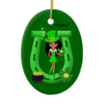 Dark Leprechaun Girl Christmas Ornaments