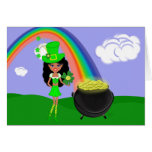 Dark Leprechaun Girl With Rainbow Cards