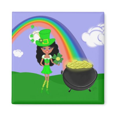 Dark Leprechaun Girl With Rainbow Magnets by KirstenEdwards