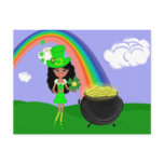 Dark Leprechaun Girl With Rainbow Postcards