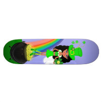 Dark Leprechaun Girl With Rainbow Skateboard