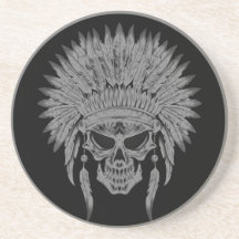 Dark Native Skull Drink Coasters