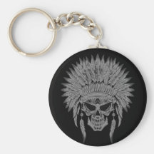 Dark Native Skull Key Chain