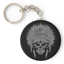 Dark Native Skull Key Chain