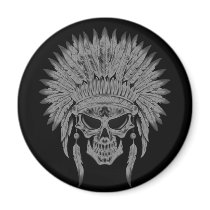 Dark Native Skull Fridge Magnet