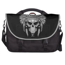 Dark Native Sugar Skull with Headdress Bags For Laptop