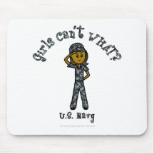 Dark Navy Girl USA Mouse Pads