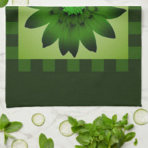 Dark Olive Green Daisy Flower #2 Kitchen Towel