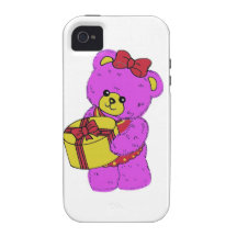 Dark Pink and Yellow Teddy Bear for Girls Case-Mate iPhone 4 Cases
