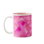 Dark Pink Camouflage Pink Ribbon Date Mug