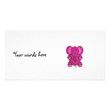 Dark pink glitter elephant photo greeting card