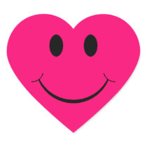 Dark Pink Heart Smiley Face Stickers