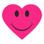 Dark Pink Heart Smiley Face Stickers