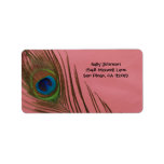Dark Pink Peacock Feather Address Labels