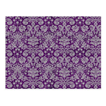 Dark Purple Damask Post Cards
