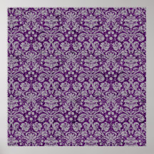 Dark Purple Damask Posters