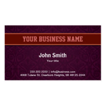 Dark Purple Damask with Red Belt business card