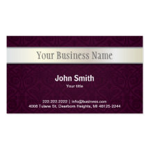 Dark Purple Damask with Silver Belt business card