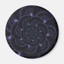Dark Purple Flower Graphic. Spiral. Refrigerator Magnets