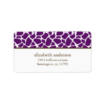 Dark Purple Giraffe Pattern Address Label