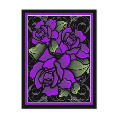 Dark Purple Roses Postcard by mykajelina