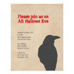 Dark raven bird brown parchment Halloween party Custom Invites