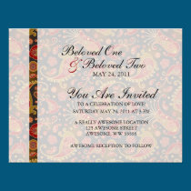 Dark Red and Gold Paisley Pattern invitations