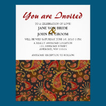 Dark Red and Gold Paisley Pattern invitations