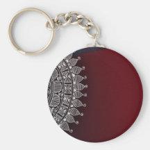 Dark red and silver design key chain