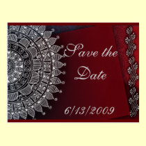 Dark red and silver design postcards