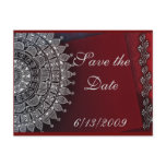 Dark red and silver design post card