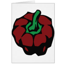 Dark Red bell pepper top view graphic Greeting Cards