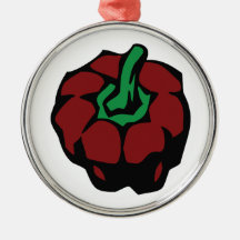 Dark Red bell pepper top view graphic Ornaments