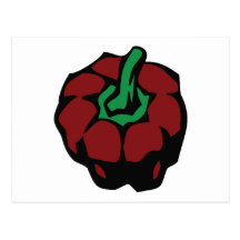 Dark Red bell pepper top view graphic Post Card