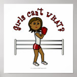 Dark Red Boxing Girl Poster