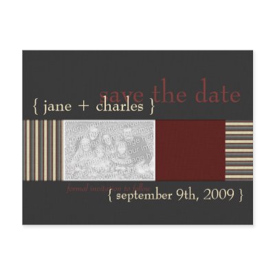 Dark Red & Charcoal Photo Save the Date by CSWedding