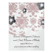 dark red damask pattern on white custom announcement