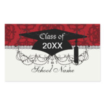 dark red on red damask two tone pattern graduation rectangle sticker