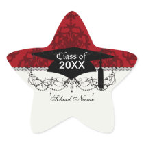 dark red on red damask two tone pattern graduation stickers