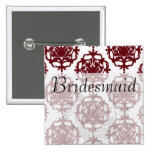 dark red on white leafy damask pattern pin