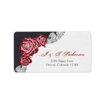 Dark Red Rose Wedding Return Address Label