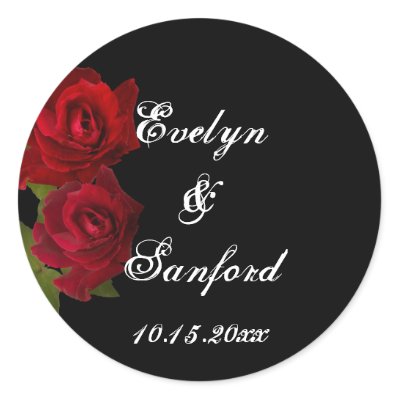 Dark red roses gothic wedding favour name tag labe by FidesDesign