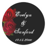 Dark red roses gothic wedding favour name tag labe stickers