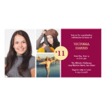 Dark red simply collage class of grad announcement photo card template