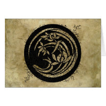 Dark Round Floral Motif Greeting Card
