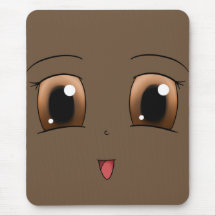 Dark Skin and Brown Eyed Chibi Face Mousepad