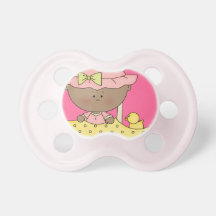 Dark Skin Baby Girl Umbrella Rubber Ducky Pacifier