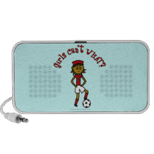 Dark Soccer Girl in Red Uniform Mini Speakers
