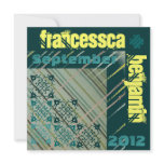 Dark Teal and Butter Yellow Wedding Invitation